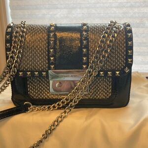Michael Kors Black Patent Studded Chain Shoulder or Crossbody